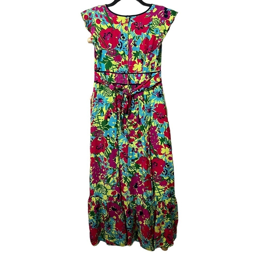 Modcloth 'Eyes On You' Maxi Dress Multicolor Floral Flutter Sleeve Size Medium - Picture 7 of 11
